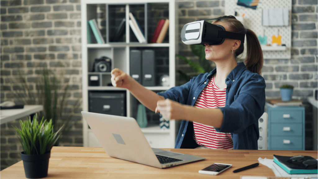 Woman using VR